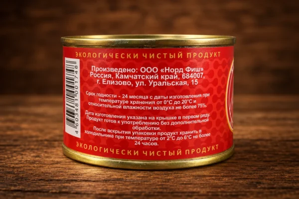 Этикетка бычков в томатном соусе: изготовитель «Норд Фиш», условия хранения и штрихкод